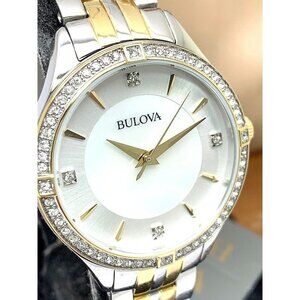 Bulova Women's Watch 98L273 Mother of Pearl Dial Two Tone Stainless Stee…